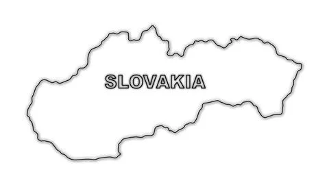 Black and White Slovakia Map Outline Minimalist Monochrome Illustration Stock Illustration