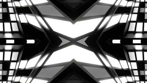 Black and White Slow Strobe Lights Kaleidoscope Background VJ Loop in 4K Stock Footage 332499615