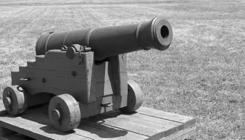 Black and white small cannon Stock Photos