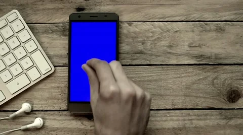 Black and white smartphone bluescreen Видео 63456005