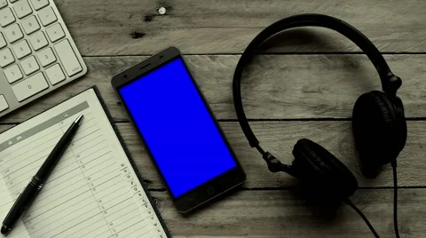 Black and white smartphone bluescreen Stock Footage 63456339