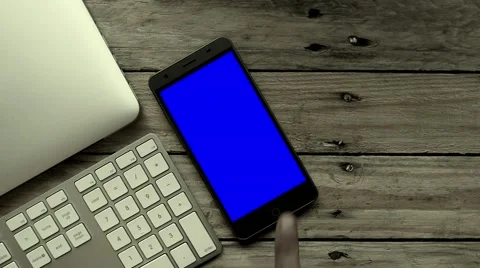 Black and white smartphone bluescreen Stock Footage 63456408
