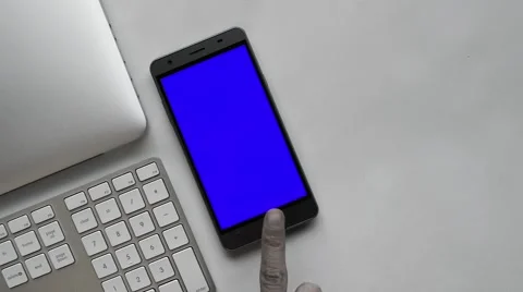Black and white smartphone bluescreen Stock Footage 63456433