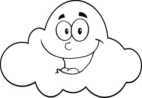 Black And White Smiling Cloud Cartoon Mascot Character Stock Illustration