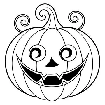 Black and white of a smiling jack o lantern pumpkin halloween Stock Illustration