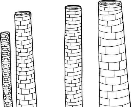 Black and white smokestacks Stock Illustration