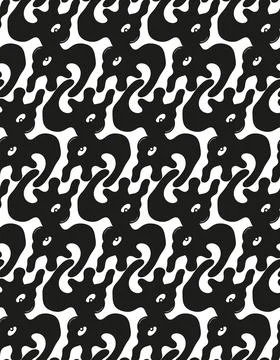 Black and white smooth abstract shapes in a pattern for textiles, websites. Stock Illustration