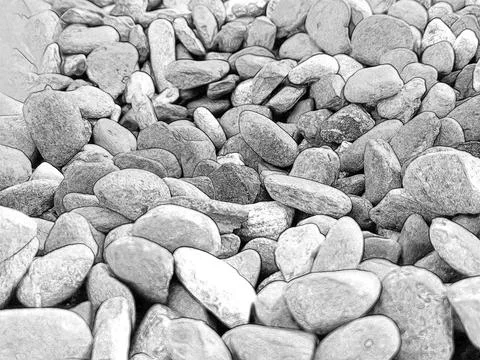 Black and white smooth river stones texture background Stock Illustration