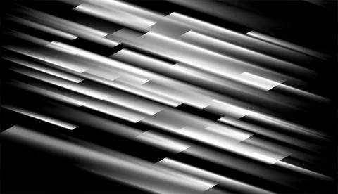 Black and white smooth stripes abstract concept tech background Stock Illustration