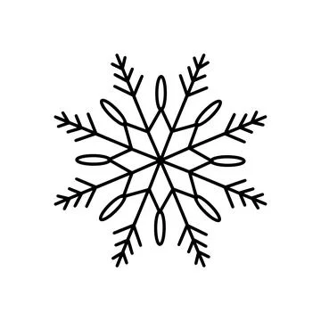 Black and white snowflake vector line illustration for winter season and Stock Illustration