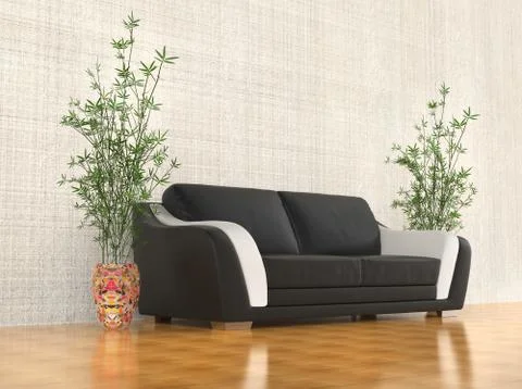 Black and white sofa - angled view Stock Illustration