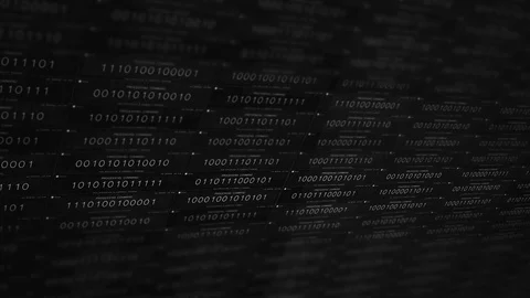 Black and White software application binary code processing commands  Stock Footage 92188269