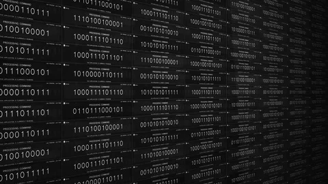 Black and White software application binary code processing commands  Video stock 92188326