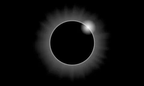 Black and white solar eclipse Stock Illustration