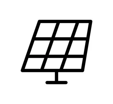 Black and White Solar Panel Icon with Simple Glass and Frame Design Ilustração Stock