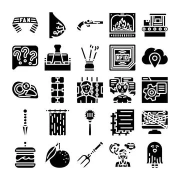 Black and white solid icons collection modern glyph イラスト素材