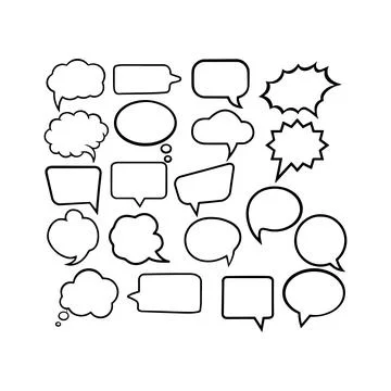 Black and White Speech Bubble Illustrations Collection. Vector icon. Stock Illustration