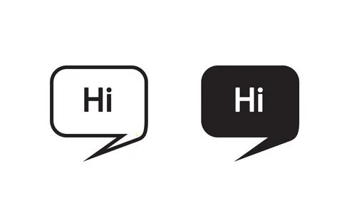 Black and white speech bubbles with hi text representing communication concept Stock Illustration