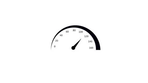 Black and white speedometer on a clean white background with a black needle.. Stock Illustration