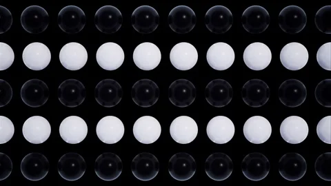 Black and White Sphere Array Loop Top View Stock Footage 240318838