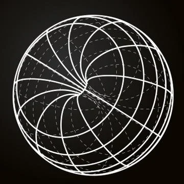 Black and white sphere line concept vector illustration Stock Illustration