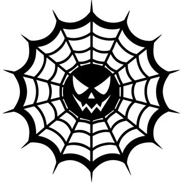 Black and White Spider Web Silhouette Vector Art Illustration Stock Illustration