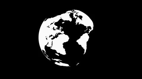 Black and white spinning hollow globe (seamless) Stock Footage