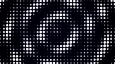 Black and White Spiral Halftone Wave Concentric Optical Illusion Loop Stock Footage 346153770