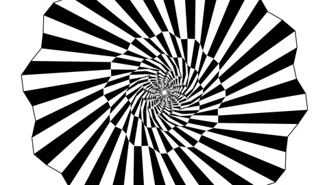 Black and white spiral pattern with radial lines creating depth Stock Footage 336995646