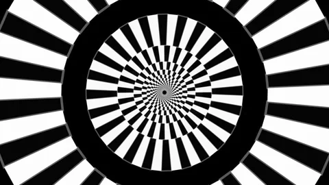 Black and white spiral pattern creates an optical illusion Stock Footage 336995764