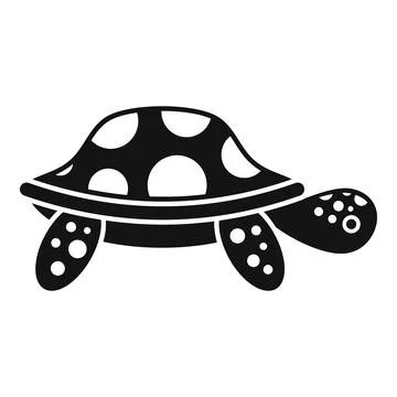 Black and white spotted turtle walking side view icon Stock Illustration
