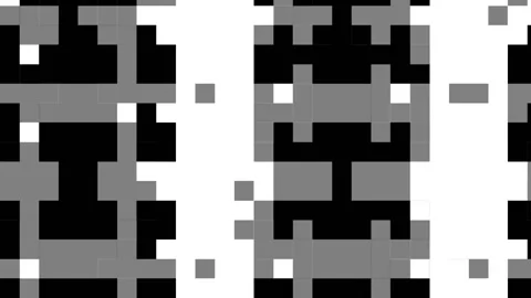Black and white square 8 bit pixel background, pixel cube, 스톡 동영상 139393473