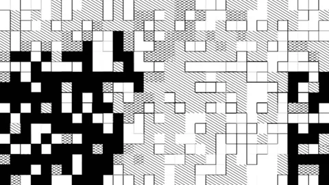 Black and white square 8 bit pixel background, pixel Stock Footage 163979076