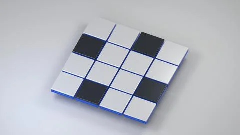 Black and white square array 3D technology rendering background image Stock Photos
