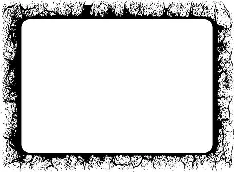 A black and white square frame with a grunge texture Stock Illustration