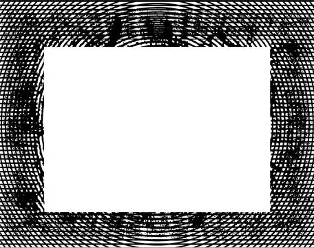 A black and white square frame with a pattern texture, Stock Illustration