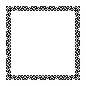 Black and white square frame. Traditional square Turkic ornament. Oriental black Stock Illustration