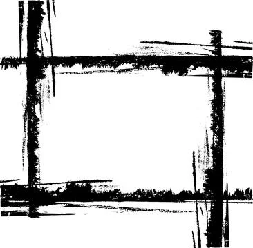 A black and white square frame with a border, grunge frame Stock Illustration