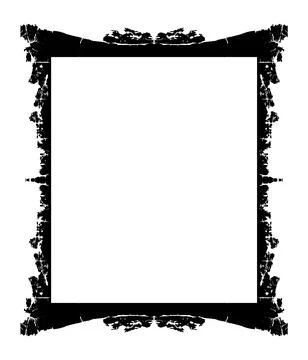A black and white square frame with a border, grunge frame Stock Illustration