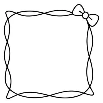 Black and white square frame drawing created with a neat decorative bow Stockillustratie