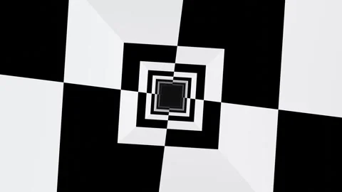 Black and white square hypnotic optical illusion tunnel loop animation Stock Footage 304831462