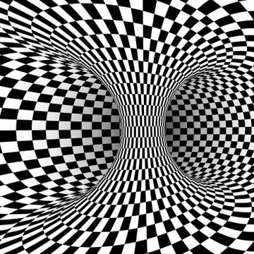 Black and white square optical illusion. Abstract chess illusion background.  Stock Illustration