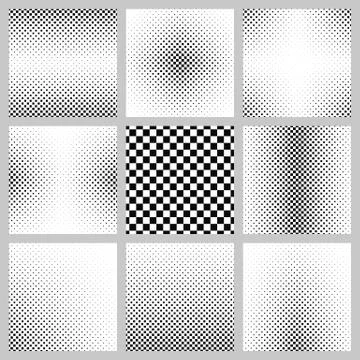 Black and white square pattern design set Stock Illustration