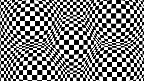 Black and White Squares Moving Left to Right with Spherically Warped Bulges in Video stock 337520613