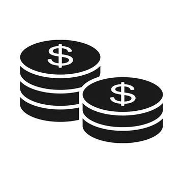 Black and white stack of coins icon Stock Illustration
