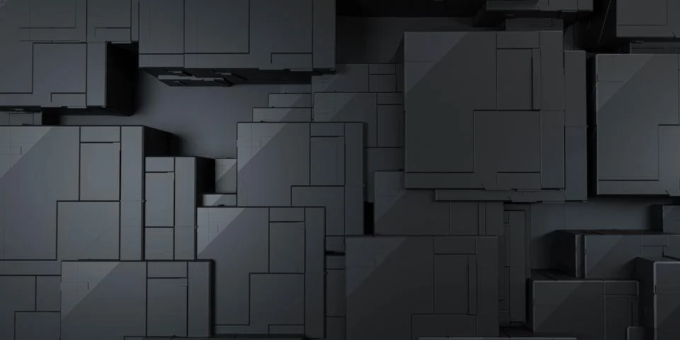 Black and White Stacked Boxes 3d render illustration Illustrazione stock