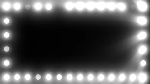 Black and white stage light border with glowing bulbs, soft spotlights, and.. 스톡 일러스트