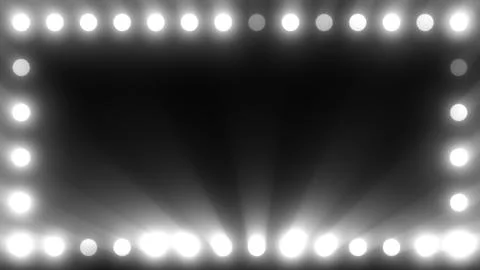 Black and white stage light border with glowing bulbs, soft spotlights, and.. Stock-Illustration