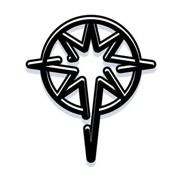 Black and white star compass logo symbol イラスト素材