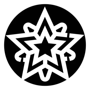 Black and white star pattern in a circle Illustrazione stock